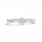 Polished Side Grooves Stainless Steel Round Prong Set CZ Ring - ZRJ4136
