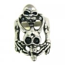 Polished Skull Stainless Steel Ring - SCR2042