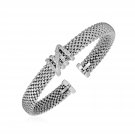 Popcorn Texture Cuff Bangle with Diamonds in Sterling Silver Sterling Silver