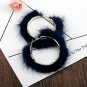 Popular Plush Large Circle Earrings Exaggerated Atmosphere Girl Heart Mink Hair Earrings Blue