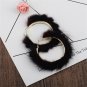 Popular Plush Large Circle Earrings Exaggerated Atmosphere Girl Heart Mink Hair Earrings Green