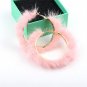 Popular Plush Large Circle Earrings Exaggerated Atmosphere Girl Heart Mink Hair Earrings Khaki