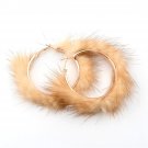 Popular Plush Large Circle Earrings Exaggerated Atmosphere Girl Heart Mink Hair Earrings Pink