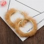 Popular Plush Large Circle Earrings Exaggerated Atmosphere Girl Heart Mink Hair Earrings White