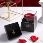 Preserved Red Real Rose with I Love You Necklace Mothers Day Gifts silver