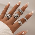 Punk Skull Heart Heart Ring silver