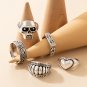 Punk Skull Heart Heart Ring silver