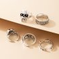 Punk Skull Heart Heart Ring silver