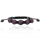 Purple Crystal Fireball & Hematite 10mm Adustable Shamballa Bracelet B13017PU