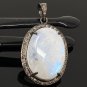 Rainbow Moonstone GemPave Diamond Pendant Moonstone Pendant Sterling Silver Jewelry Default Title