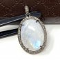 Rainbow Moonstone GemPave Diamond Pendant Moonstone Pendant Sterling Silver Jewelry Default Title