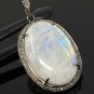 Rainbow Moonstone GemPave Diamond Pendant Moonstone Pendant Sterling Silver Jewelry Default Title