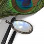Rainbow Moonstone GemPave Diamond Pendant Moonstone Pendant Sterling Silver Jewelry Default Title