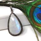 RainOxidized Silver Diamond Pendant Pave Diamond Jewelry Wholesale Gemstone Pendant Default Title