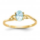 Real 10K Yellow Gold Women's Aquamarine Gemstone Ring
