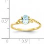 Real 10K Yellow Gold Women's Aquamarine Gemstone Ring