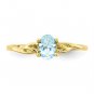 Real 10K Yellow Gold Women's Aquamarine Gemstone Ring