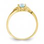 Real 10K Yellow Gold Women's Aquamarine Gemstone Ring