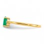 Real 10K Yellow Gold Women's Green Emerald & Diamond Accent Gemstone Ring Size 6