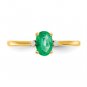 Real 10K Yellow Gold Women's Green Emerald & Diamond Accent Gemstone Ring Size 6