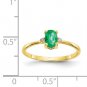 Real 10K Yellow Gold Women's Green Emerald & Diamond Accent Gemstone Ring Size 6