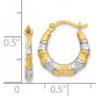 Real 14K Two-Tone Gold Women's Bamboo Hoop Earrings Small 14mm