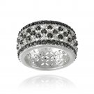 Rhodium Plated 1-4ct Black Diamond Filigree Band Ring Size 8 RBR12384M4-8
