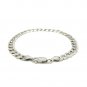 Rhodium Plated 7.2mm Sterling Silver Curb Style Bracelet