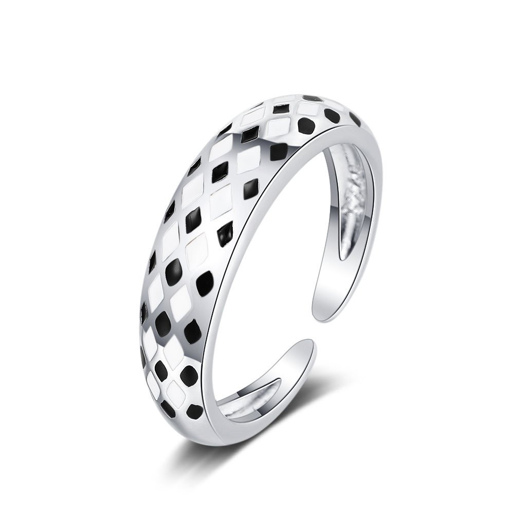 Rings for Women, Checkerboard Flowers Ring Girls Trendy Ring 16MM