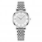 Roman Engraved Diamond-Set Alloy Steel Band Watch rose gold