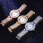Roman Pattern Diamond Ladies Watch Bracelet Set Rose Gold Watch + Bracelet + Box