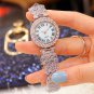 Roman Pattern Diamond Ladies Watch Bracelet Set Rose Gold Watch + Bracelet + Box