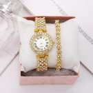Roman Pattern Diamond Ladies Watch Bracelet Set Silver Watch + Bracelet + Box