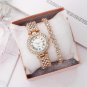 Roman Pattern Diamond Ladies Watch Bracelet Set Silver Watch + Bracelet + Box
