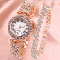 Roman Pattern Diamond Ladies Watch Bracelet Set Silver Watch + Bracelet + Box