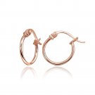 Rose Gold Flash Silver Sm 12mm Polished Round Lightweight Unisex Hoop Earrings HRG15855