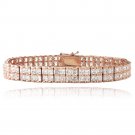 Rose Gold Plated 20ct Cubic Zirconia Double-Row Square Tennis Bracelet BRGBR13452