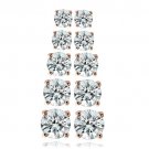 Rose Gold Tone 5.9ct CZ Round Stud Earrings, Set of 5 SRGBR13540