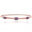 Rose Gold Tone Amethyst Rectangular Corrugated Bangle BARGBR13682A