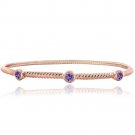 Rose Gold Tone Amethyst Round Corrugated Bangle BARGBR13683A