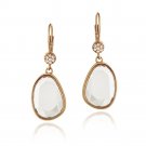 Rose Gold Tone Clear Quartz & White Topaz Raindrop Dangle Earrings ERGBR13687Q