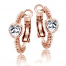 Rose Gold Tone Created White Sapphire Heart Shrimp Clutchless Earrings ERGBR13693CWS
