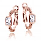 Rose Gold Tone Created White Sapphire Rectangle Shrimp Clutchless Earrings ERGBR13694CWS