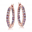 Rose Gold Tone Over Sterling Silver Amethyst Inside Out Hoop Earrings ERG10454A