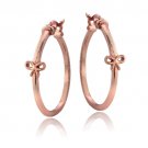 Rose Gold Tone over Sterling Silver Bow Polished Hoop Earrings HRG13729