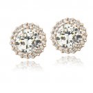 Rose Gold Tone over Sterling Silver CZ Halo Stud Earrings ERG13676