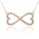 Rose Gold Tone over Sterling Silver CZ Infinity Hearts Necklace PRG13608