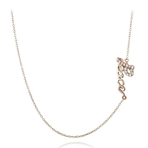 Rose Gold Tone over Sterling Silver CZ Peace Chain Necklace NRG13606
