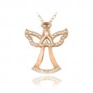 Rose Gold Tone over Sterling Silver Diamond Accent Praying Angel Necklace PRG13471