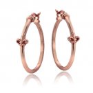 Rose Gold Tone over Sterling Silver Fleur de Lis Polished Hoop Earrings HRG13731